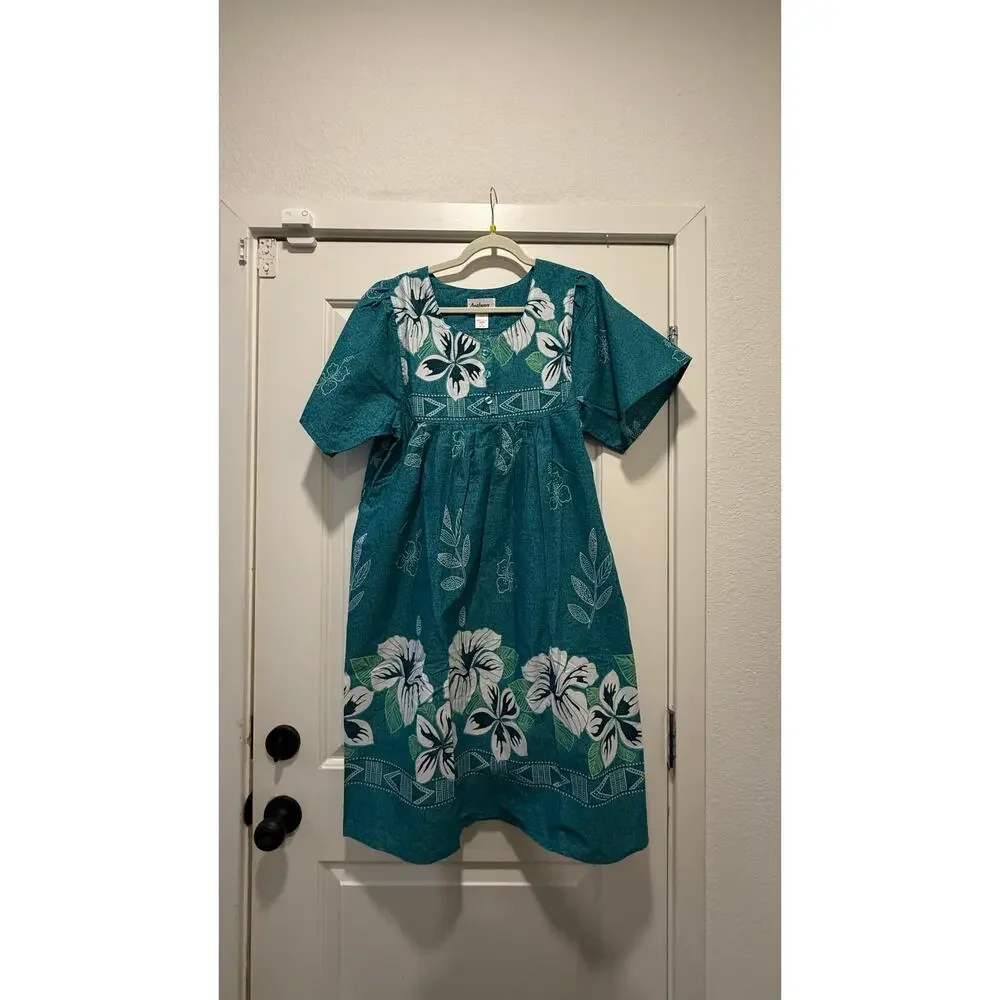 Anthony Richards Tropical Floral Dress – Teal – Size Medium - Picture 2 of 4